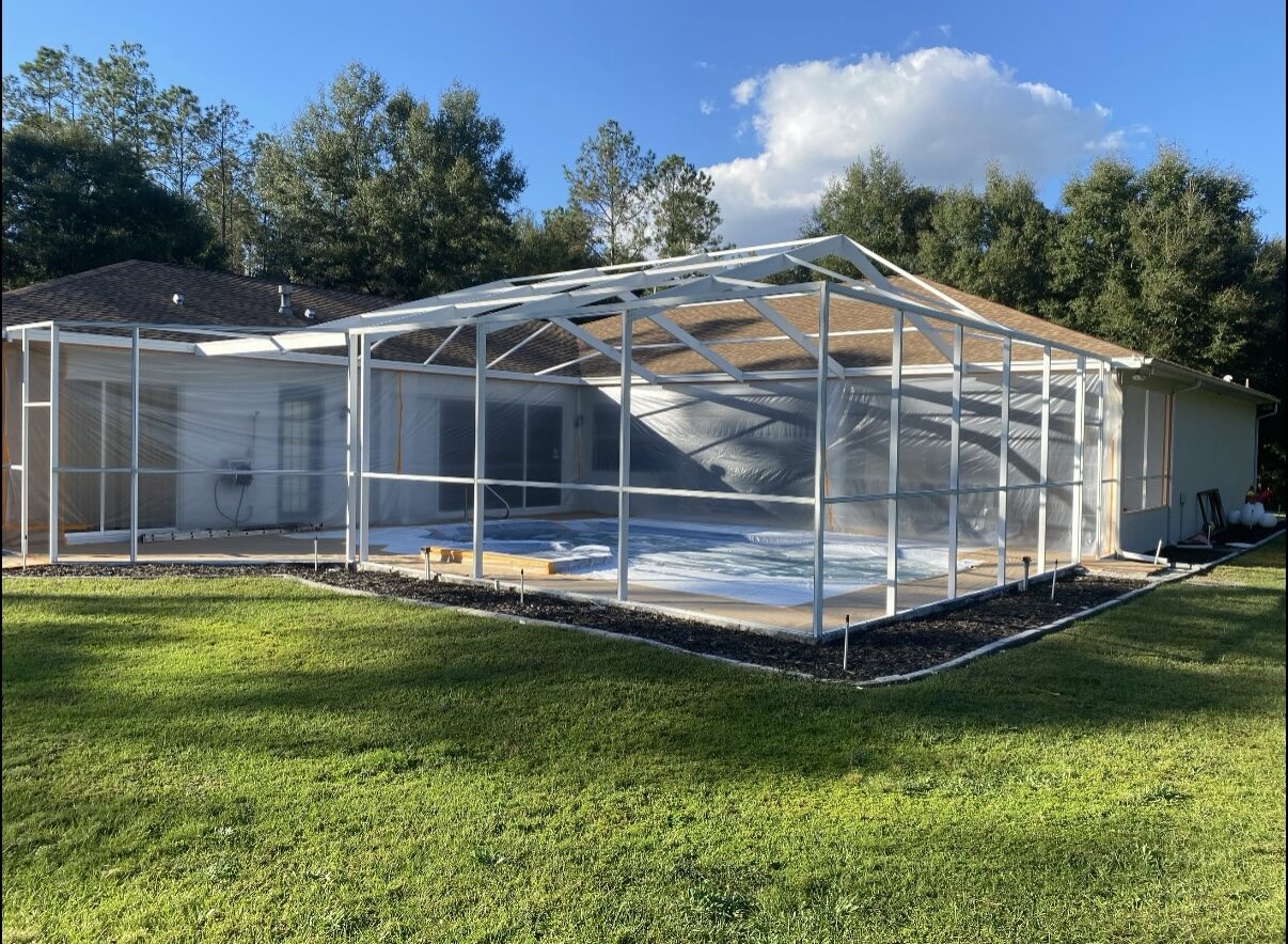 White enclosure before restoration